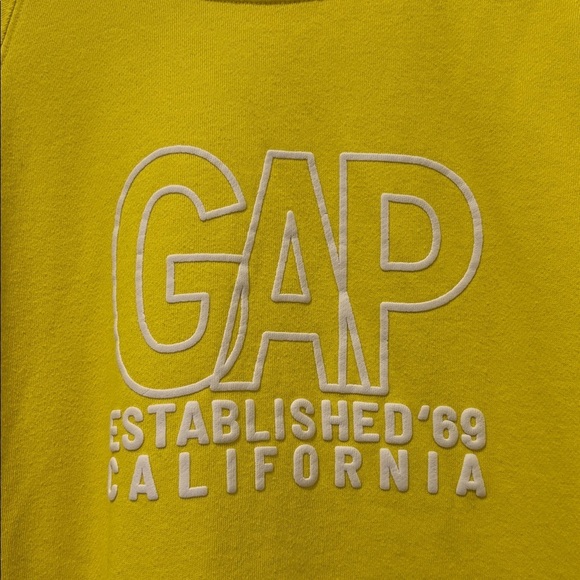 GAP lemon yellow graphic sweatshirt ‘established ‘69 California’ size medium - Picture 5 of 9